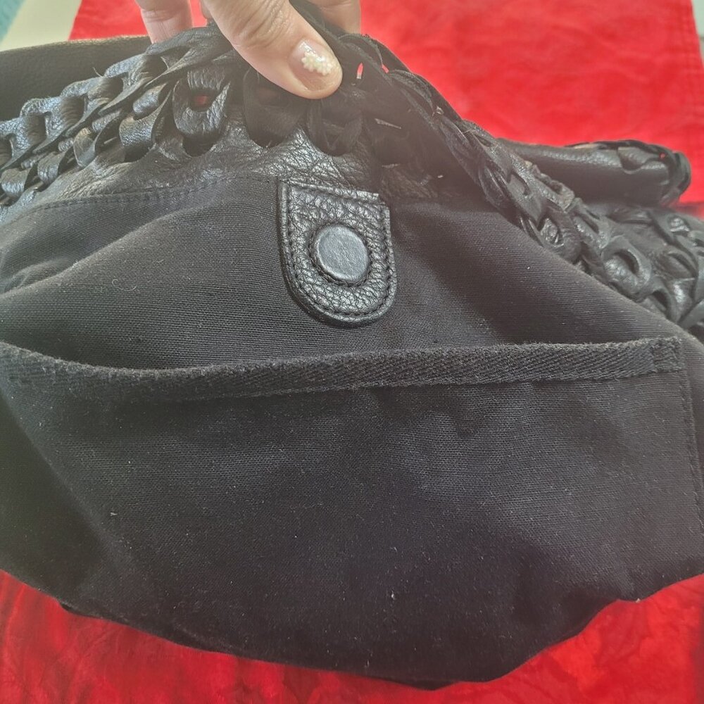 RARE*Lucky Brand*Pebbled Leather*Chain link Design*Black Hobo*Shoulder/Handbag - Picture 10 of 10